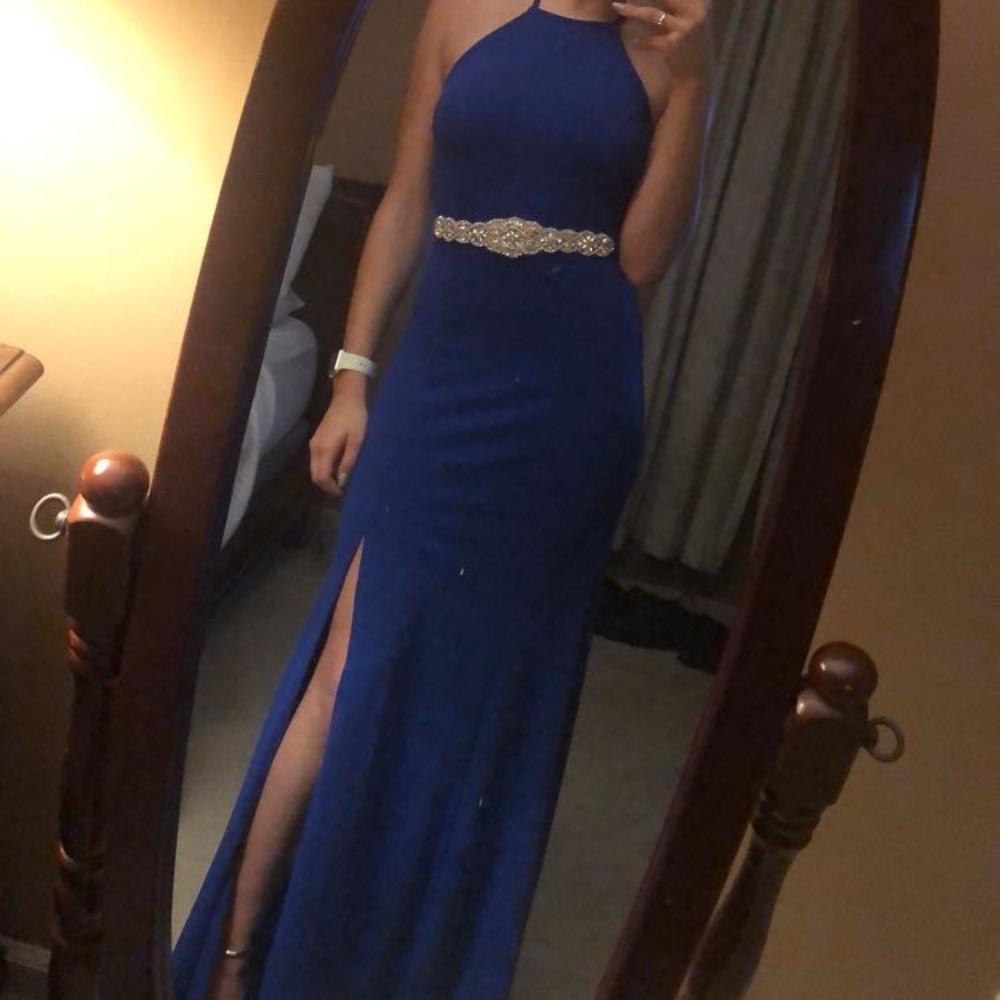 Royal blue floor length formal dress - Picture 4 of 6